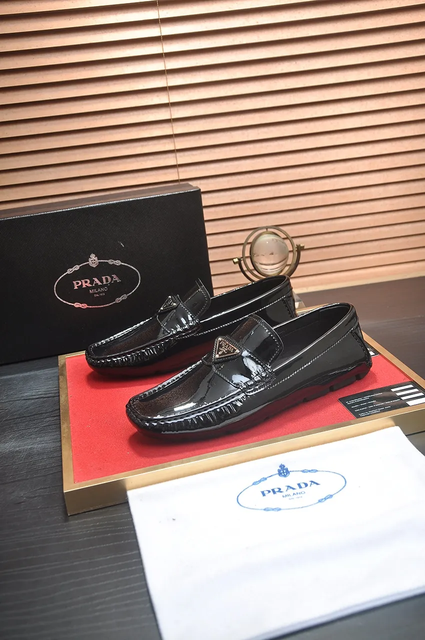 Men's Men's Shoes💰420💶【PRADA】 (High-end Niuli) New 🍀PRADA - Prada Doudou Shoes! Made of imported original cowhide, the inner top layer is comfortable cowhide lining! Original wear-resistant rubber outsole! High quality products! Code number 38-45 (45 customized)